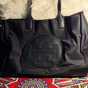 Tory Burch Black Logo Nylon Tote